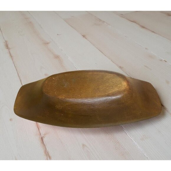 Vintage 6 Wooden Salad Bowl Set with 6 Napkin Rings Midcentury Oblong Bowls - Picture 4 of 11